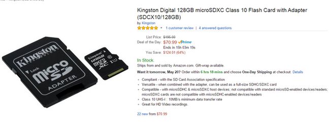 Fotografía - [Trato Alerta] Amazon Gold Box ofrece descuentos en Kingston MicroSD Tarjetas De 16GB hasta el final al 128 GB